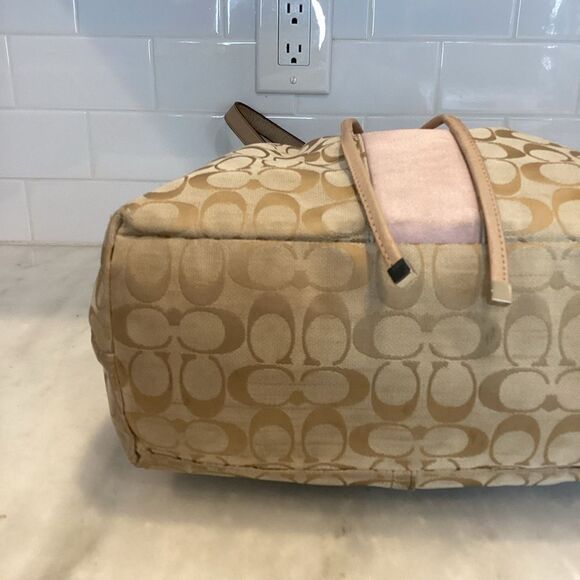 Coach Signature Stripe Jacquard Drawstring Large Tote Bag - Picture 7 of 16